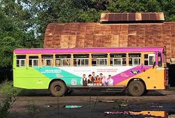 Awareness through Bus Branding, Hoardings and Sticker Pasting